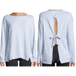 Vimmia Soothe Buttery Open Bow Tie Back Pullover Top Sweatshirt Light Blue XS